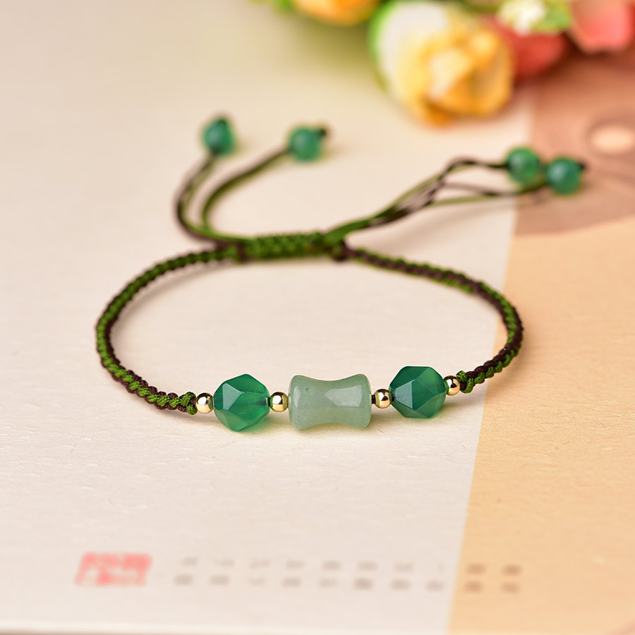 Vintage Fashion Women - Green Natural Jade Beads Bracelets Fashion