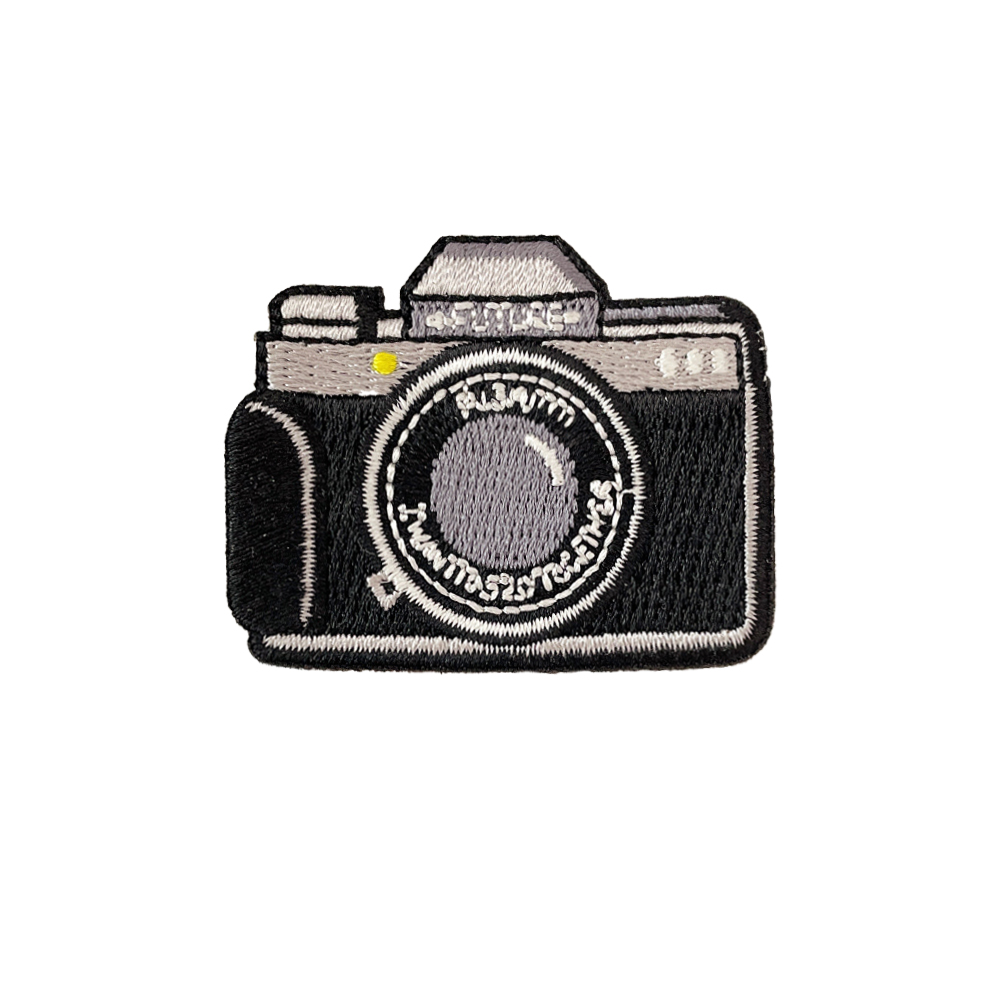 Patchwork Jean Jacket - 1 Piece Black Camera Embroidery Repair