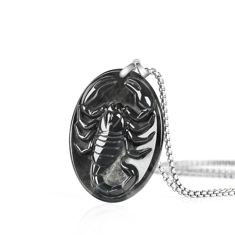 Vintage Fashion Women - Myanmar Jadeite Scorpion Pendant Necklace Luxury