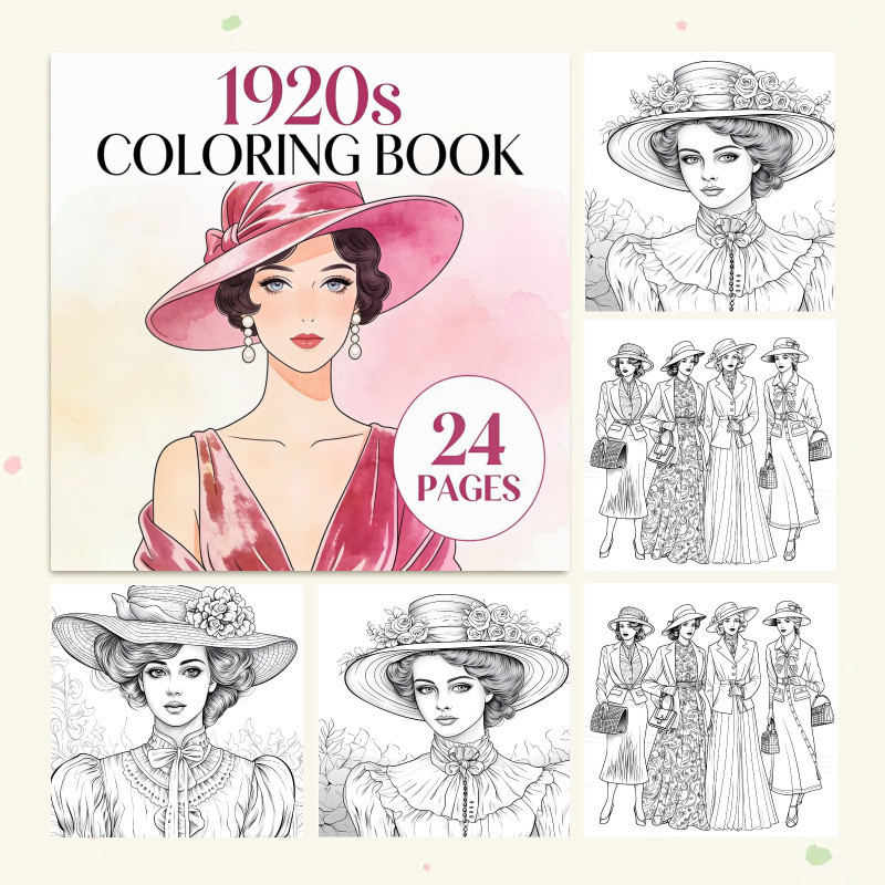 1920s Coloring Book 24 Pages V - огляд і ціна Vintage Fashion Coloring Pages