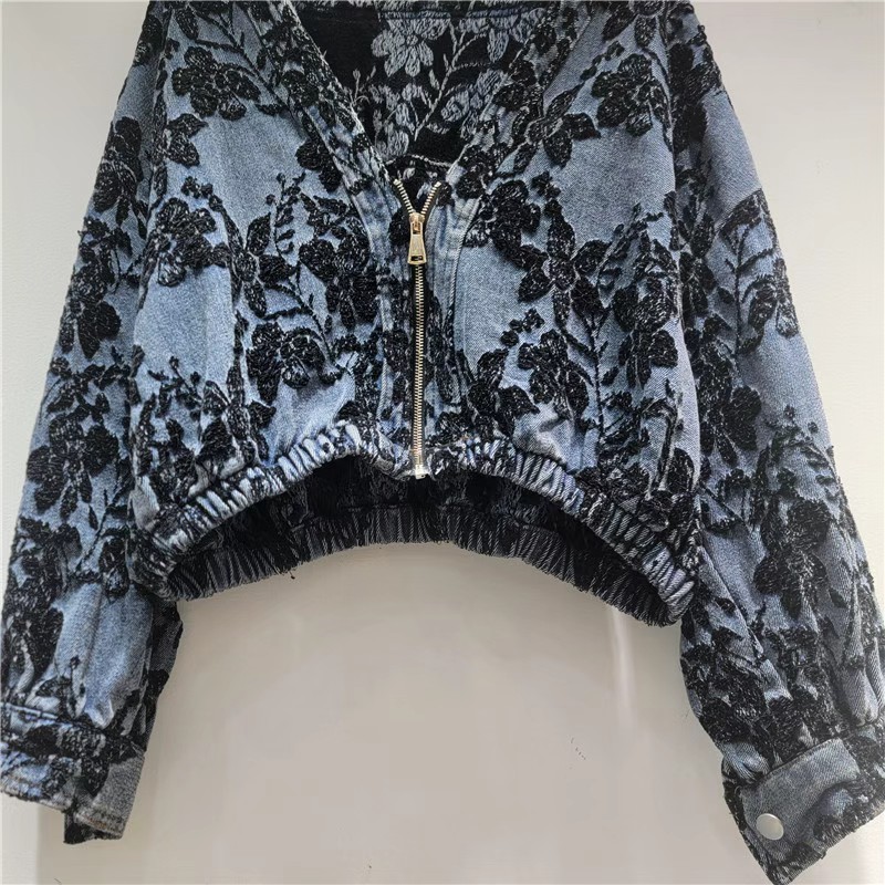 Fashion Jacquard Short Denim J - огляд і ціна Patchwork Jean Jacket