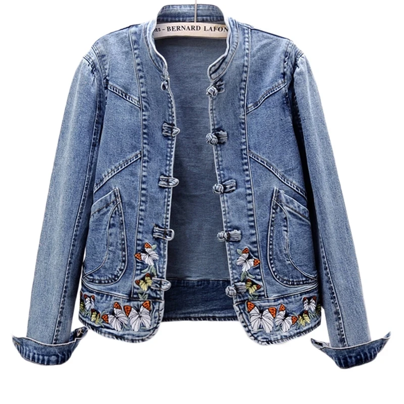 Women 2026 Spring Embroidered  - огляд і ціна Patchwork Jean Jacket