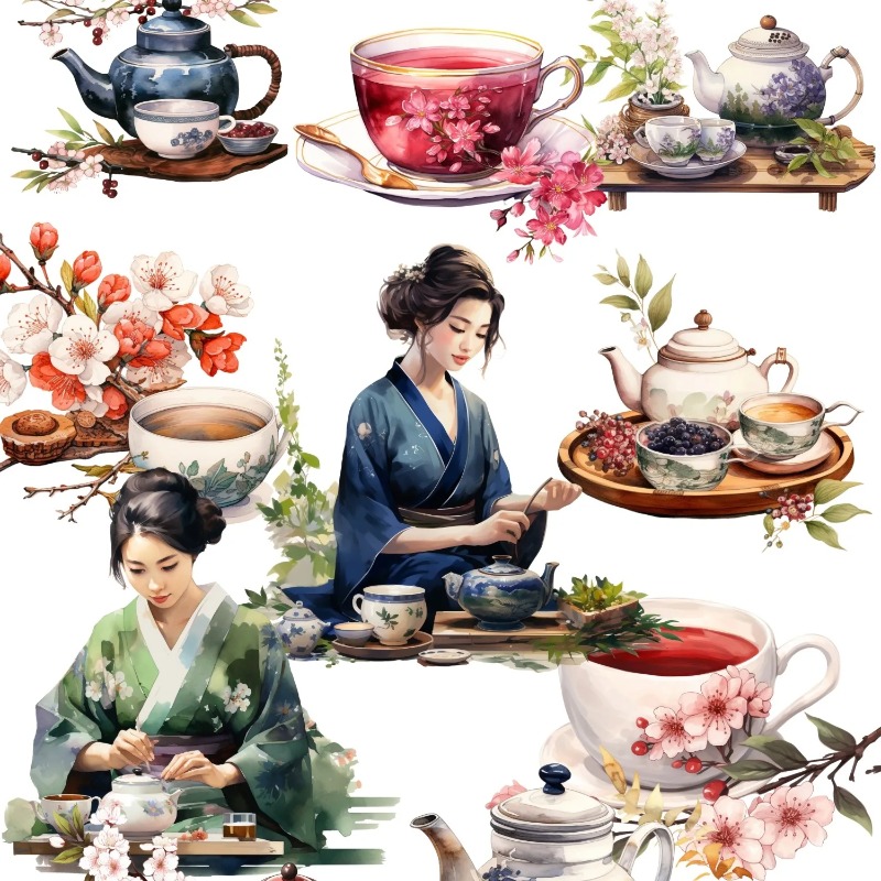 Cute Watercolor Tea Ceremony,  - огляд і ціна Vintage Fashion Magazine