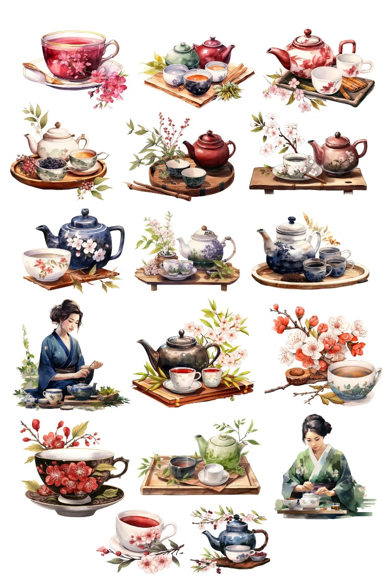 Cute Watercolor Tea Ceremony,  - огляд і ціна Vintage Fashion Magazine