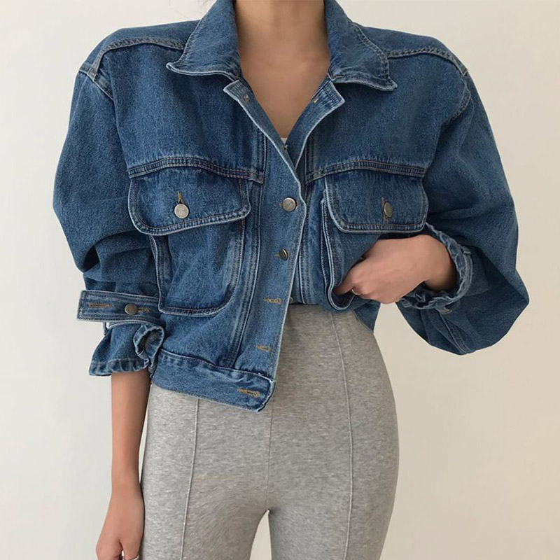 Multi Pocket Blue Bubble Sleev - огляд і ціна Patchwork Jean Jacket