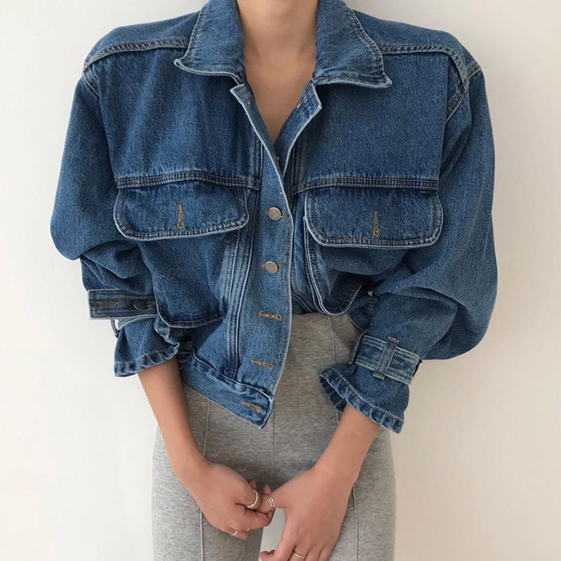 Multi Pocket Blue Bubble Sleev - огляд і ціна Patchwork Jean Jacket