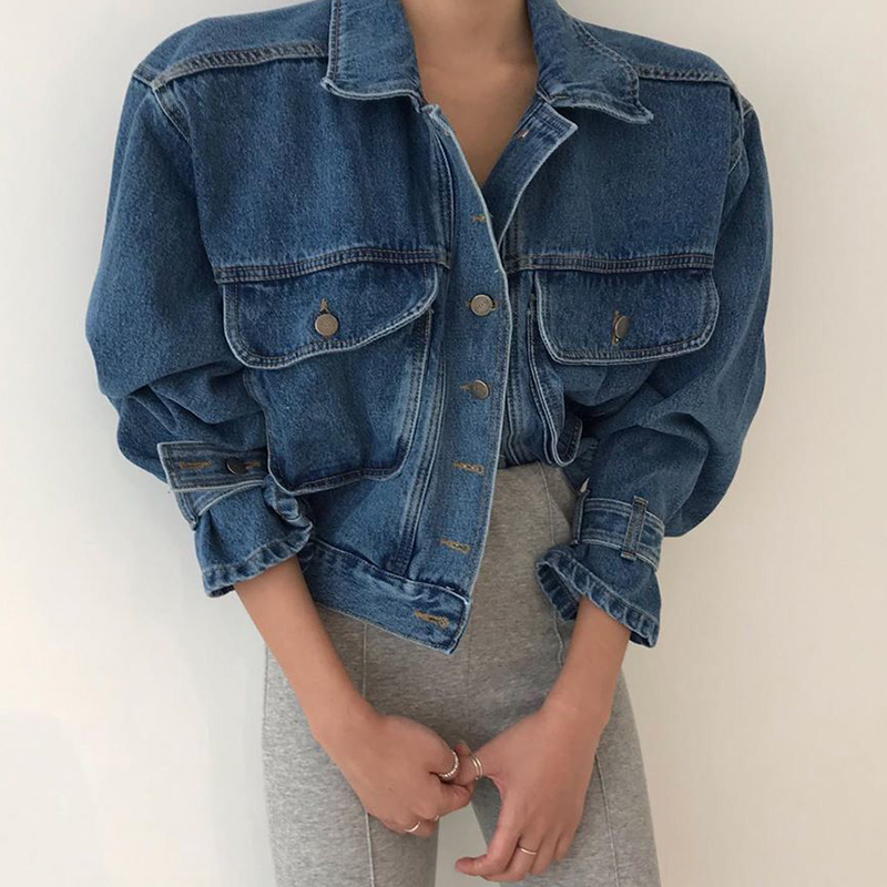 Multi Pocket Blue Bubble Sleev - огляд і ціна Patchwork Jean Jacket
