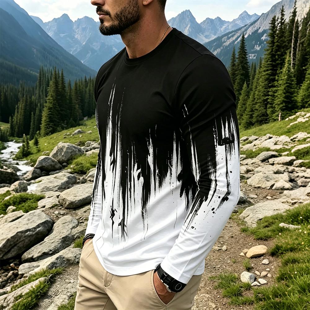 Men's Gradient Ink Splash Long - огляд і ціна Vintage Fashion T Shirts